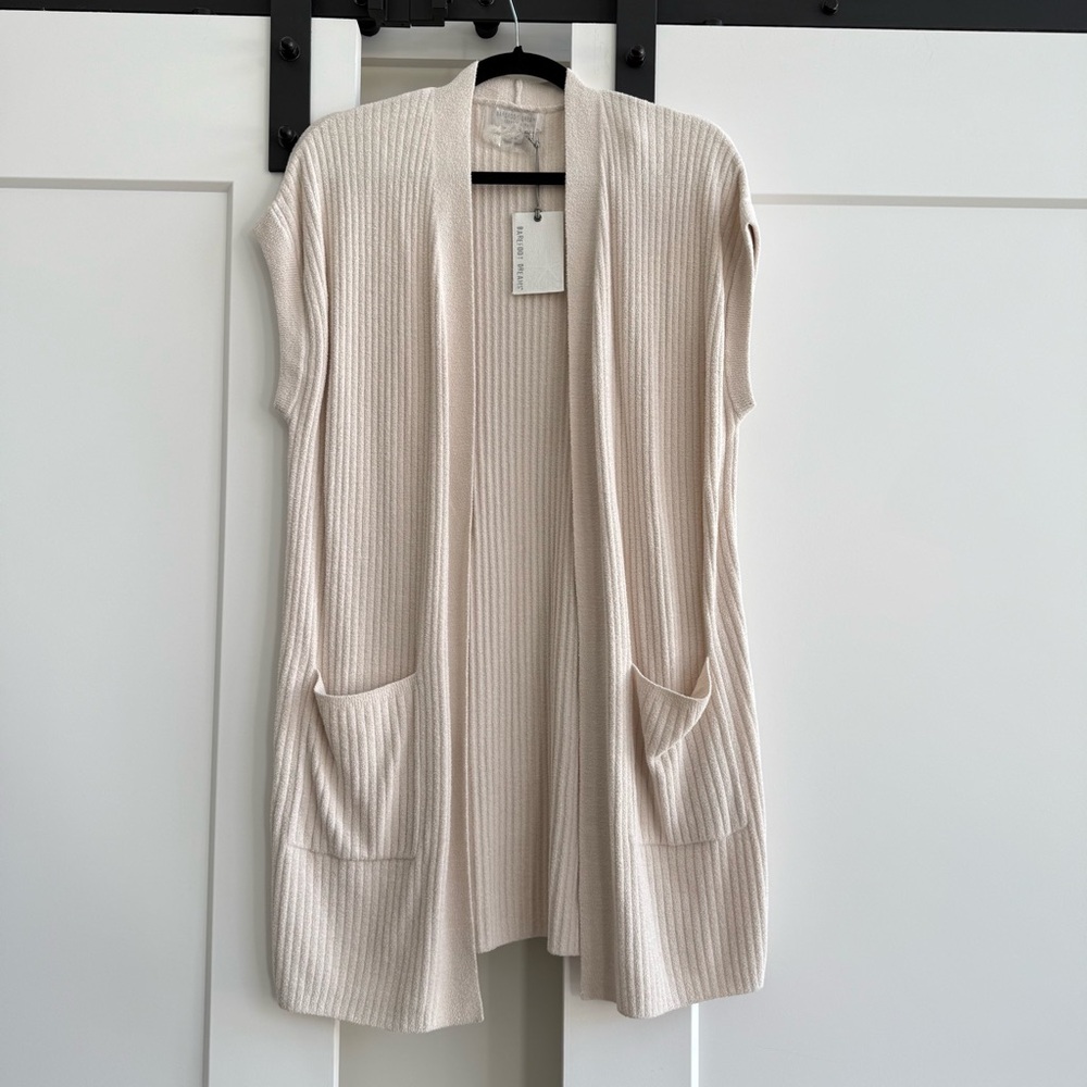 NWT Barefoot Dreams CozyChic ultra lite ribbed vest almond Sleeveless Sweater